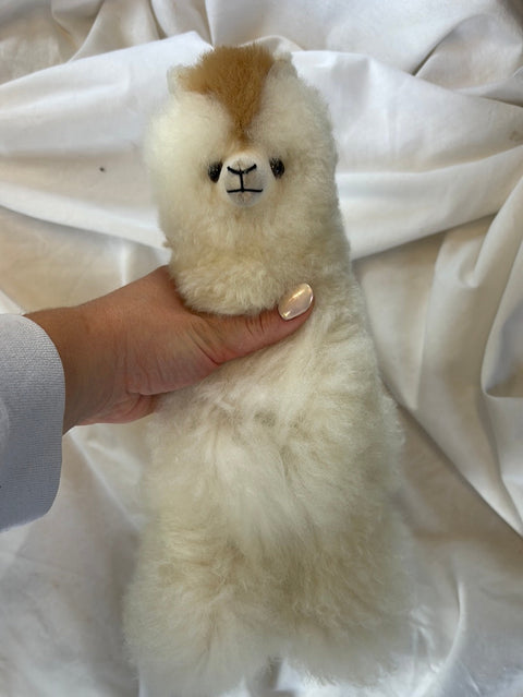 White with Brown large Alpaca doll