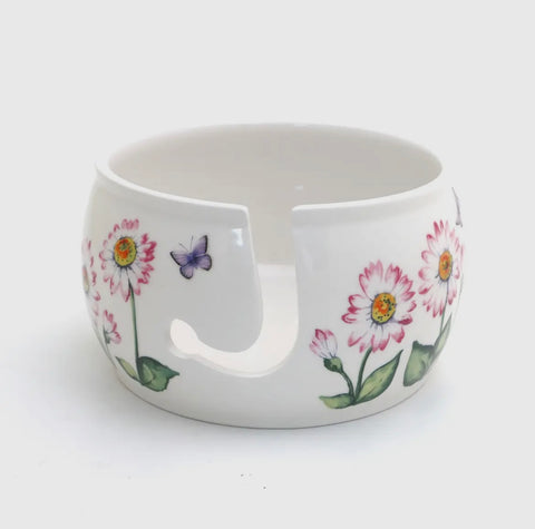 Pink Daisies Yarn Bowl