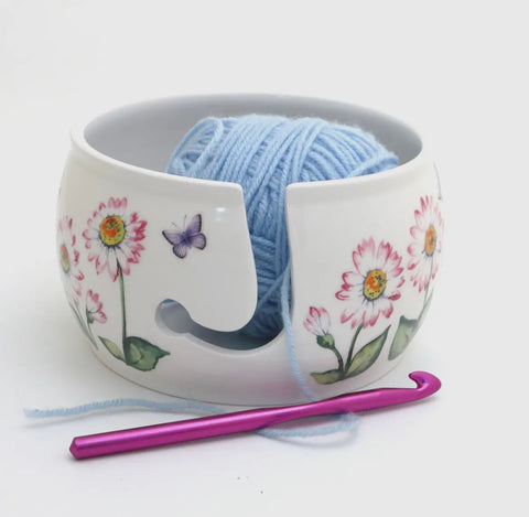 Pink Daisies Yarn Bowl