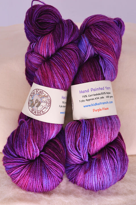 Purple Haze - Hand Painted Yarn - 75% Corriedale / 25% Nylon