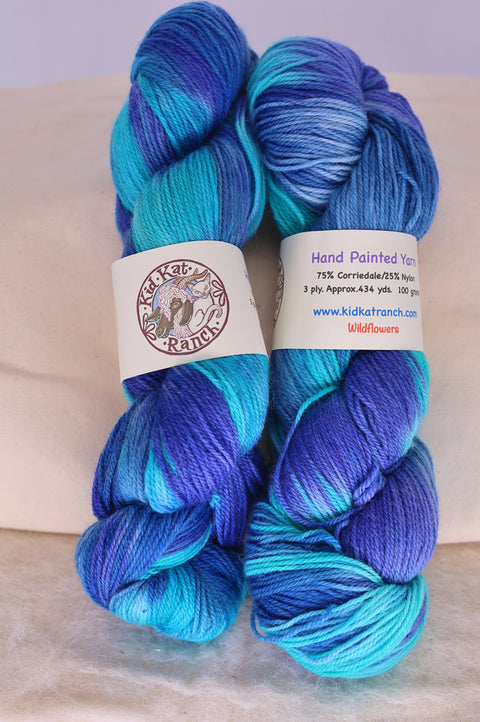 Wildflowers - Hand Painted Yarn - 75% Corriedale / 25% Nylon