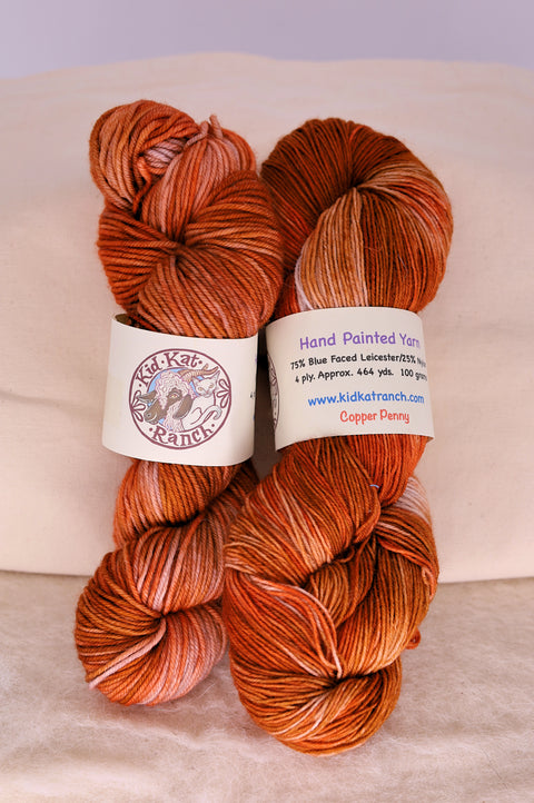 Copper Penny - Hand Painted Yarn - 75% BFL / 25% Nylon