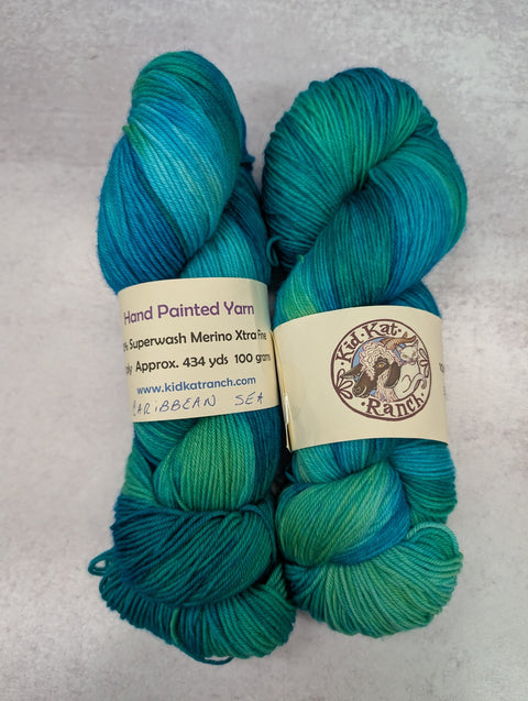 Caribean Sea - Hand Painted Yarn - Fingering