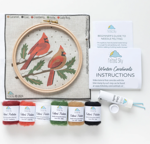 Winter Cardinals felting kit