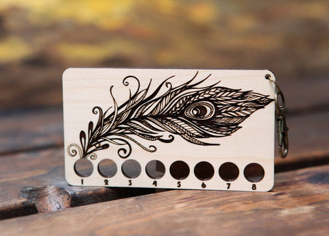 Peacock Embroidery Thread Holder - Maple Wood Rectangle
