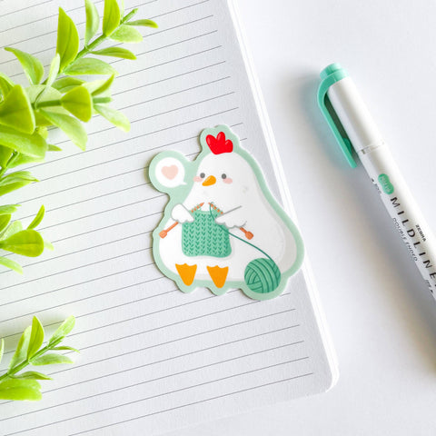 Cute Knitting Chicken Waterproof Matte Vinyl Sticker