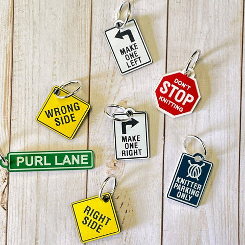 Knitting Traffic Signs - Stitch Markers (set of 7)