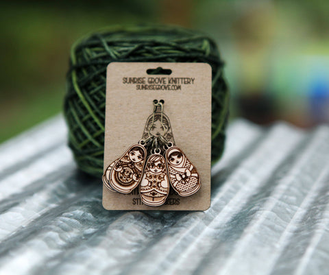 Matryoshka Doll Stitch Markers for Knitting, Set of 6