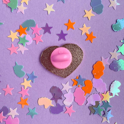 Pastel Rainbow Knit Heart Enamel Pin