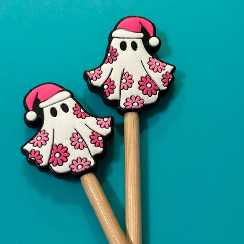 Santa Hat Ghost Halloween - Knitting Needle Point Protectors