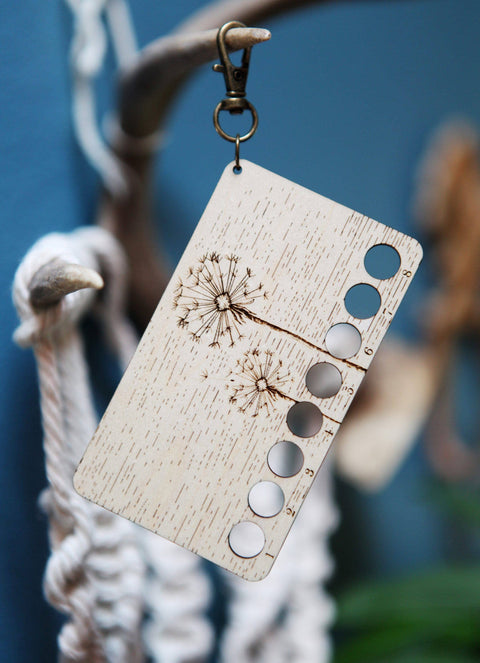 Walnut Wood Dandelion Embroidery Floss Storage Holder