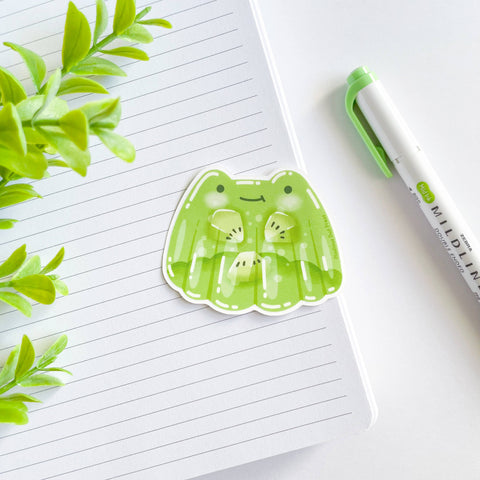 CLEAR Cute Kiwi Jelly Frog Waterproof Animal Vinyl Sticker