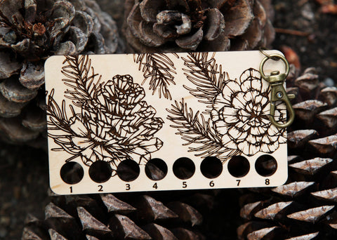 Pine Tree Embroidery Floss Storage Holder - Maple Wood