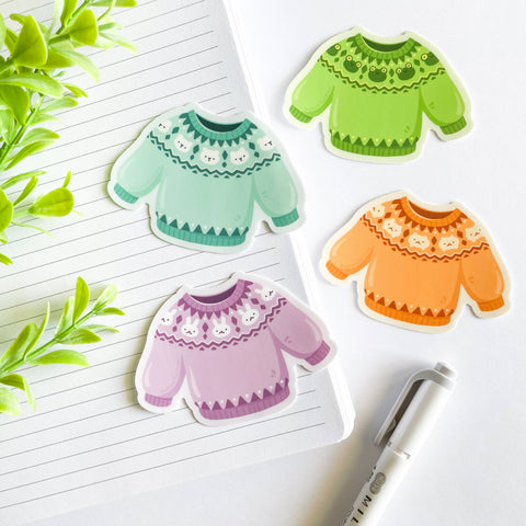Cute Fair Isle Knit Sweater Waterproof Matte Vinyl Sticker