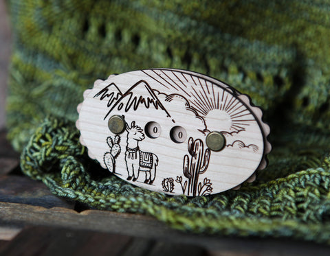 Alpaca & Cactus Cherry Wood Knitting Row Counter