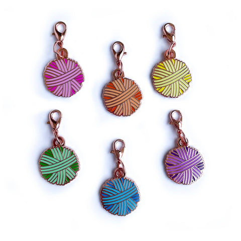 Pastel Rainbow Yarn Ball Charm Set