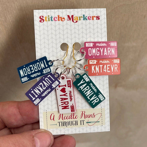 Knitting License Plates - Stitch Markers (set of 6)
