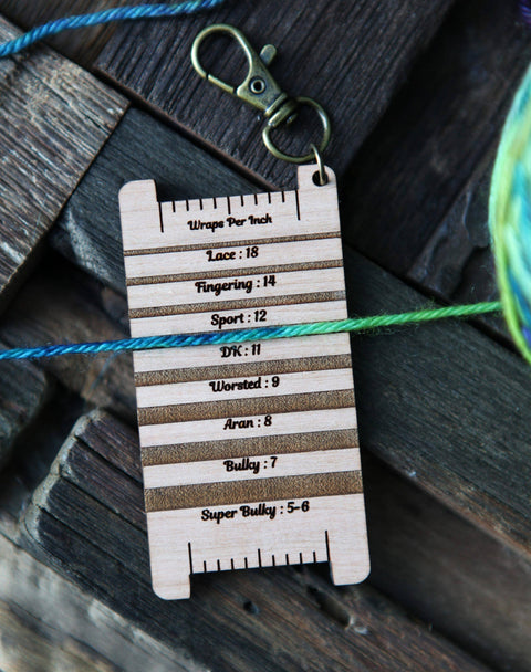 Sheep Spinners WPI Ruler for Yarn Gauge in Cherry Wood
