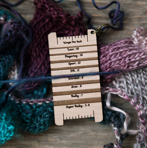 Sheep Spinners WPI Ruler for Yarn Gauge in Cherry Wood