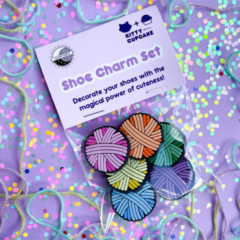 Rainbow Yarn Ball Shoe Charm Set
