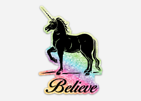 Believe In Unicorns Sparkly Vinyl Sticker