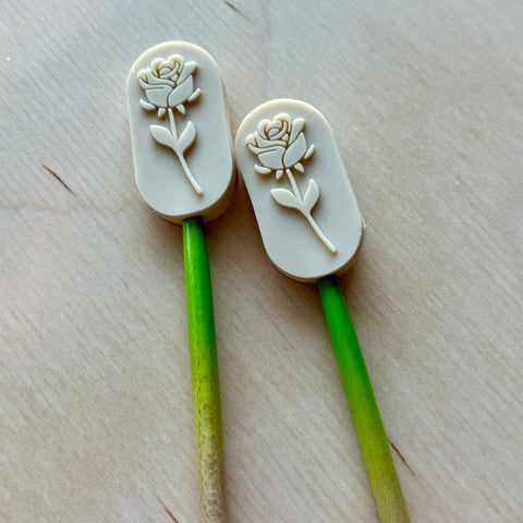 Knitting Needle Point Protectors - Clay Rose Delicate Flower
