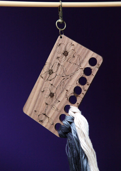 Dogwood Embroidery Floss Storage Holder - Walnut Wood
