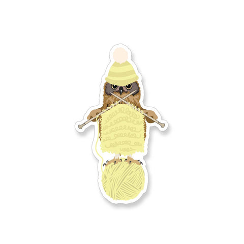 Knitting Owl, Vinyl Sticker