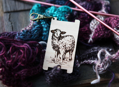 Sheep Spinners WPI Ruler for Yarn Gauge in Cherry Wood