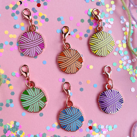 Pastel Rainbow Yarn Ball Charm Set