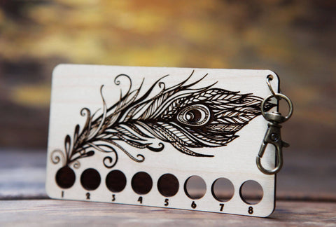 Peacock Embroidery Thread Holder - Maple Wood Rectangle
