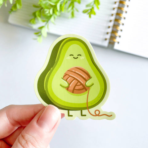 Cute Avocado Yarn Waterproof Knitting Vinyl Sticker