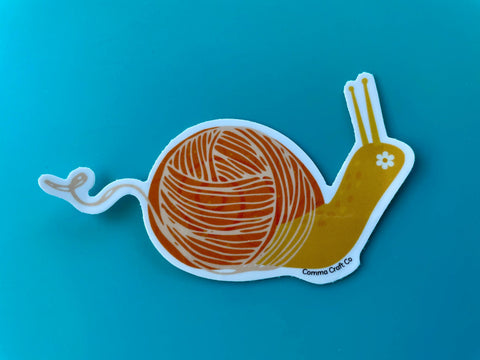 Vinyl Sticker - Yarn Snail Orange - Crochet Knitting