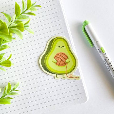 Cute Avocado Yarn Waterproof Knitting Vinyl Sticker