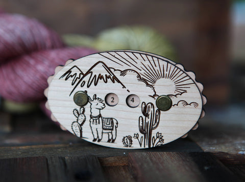 Alpaca & Cactus Cherry Wood Knitting Row Counter