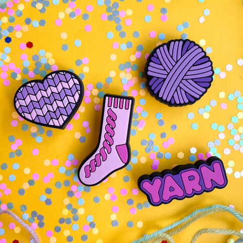 Yarn Love Pink/Purple Shoe Charm Set