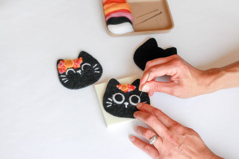 Mini Black Cats Felting Craft Kit 