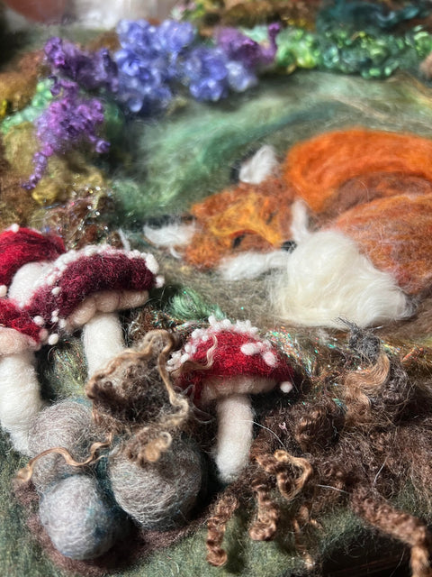 Needle Felted 2D Fox in the Forest with Joyce Hazlerig